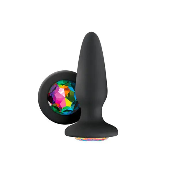 Glams Silicone Rainbow Gem Butt Plug Black-0