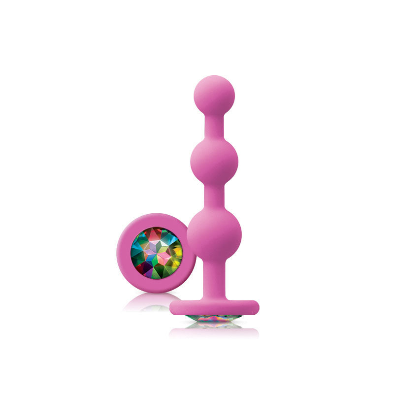 Glams Pink Ripple Anal Plug Rainbow Gem-0