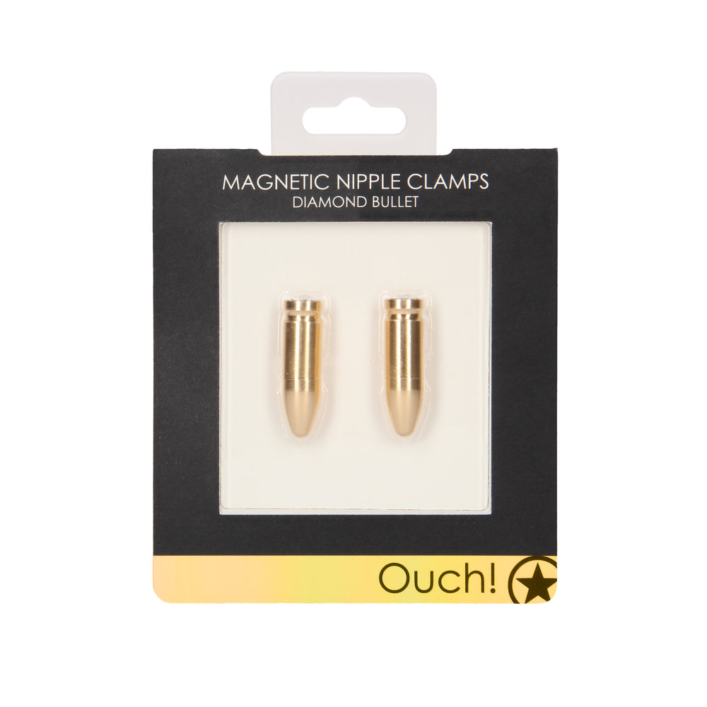 Ouch Magnetic Nipple Clamps Diamond Bullet Gold-1