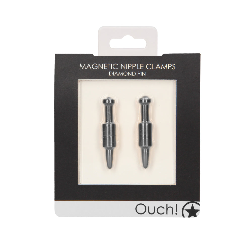 Ouch Magnetic Nipple Clamps Diamond Pin Grey-1