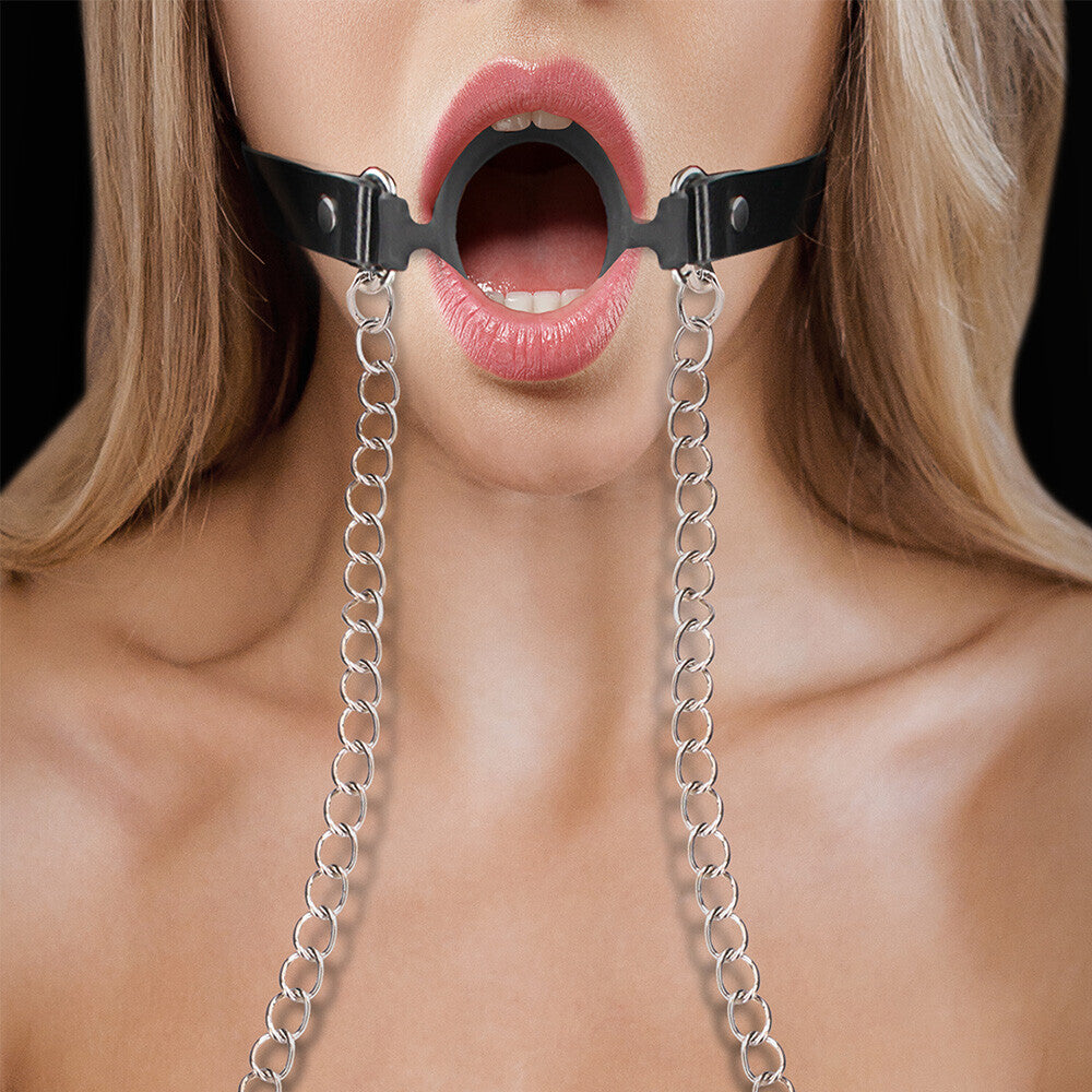 Ouch O Ring Gag With Nipple Clamps-2