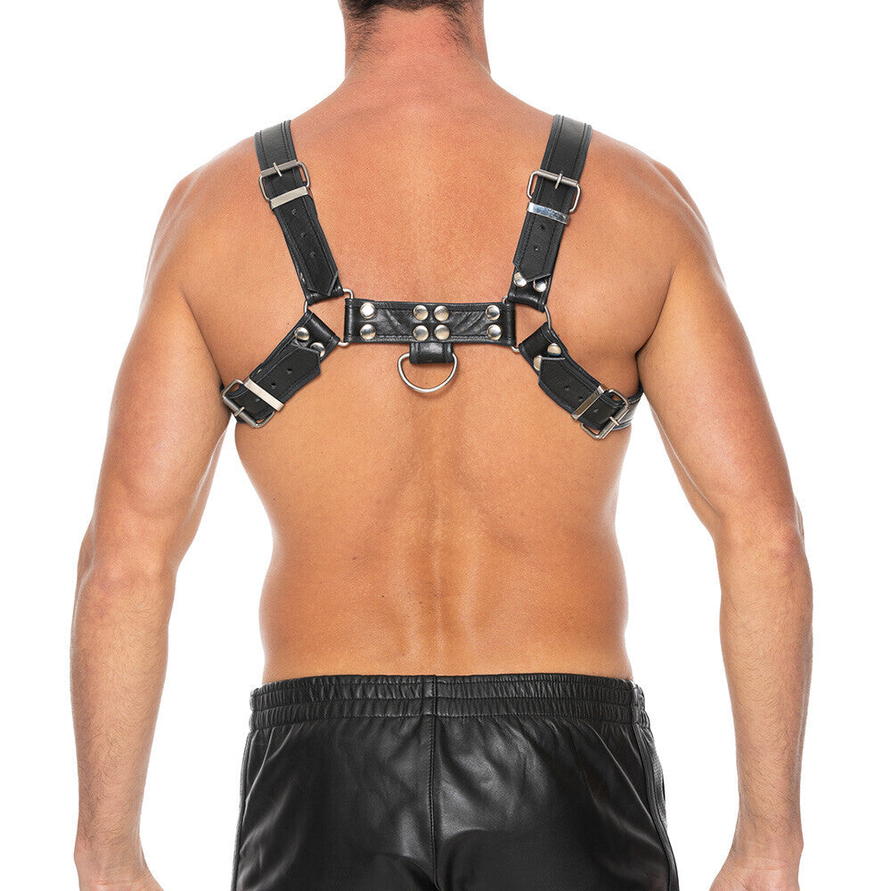 Ouch Chest Bulldog Harness Black Large to Xlarge-1