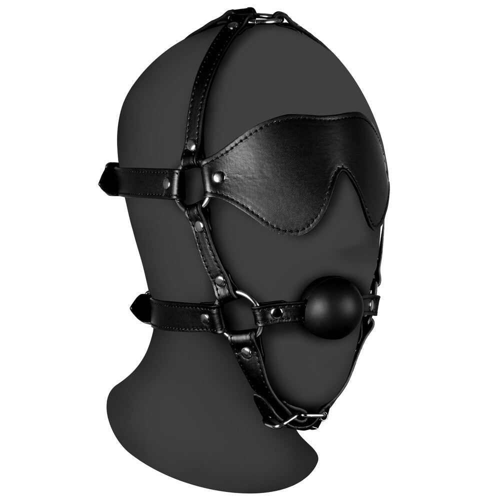 Ouch Xtreme Blindfolded Harness With Solid Ball Gag-0