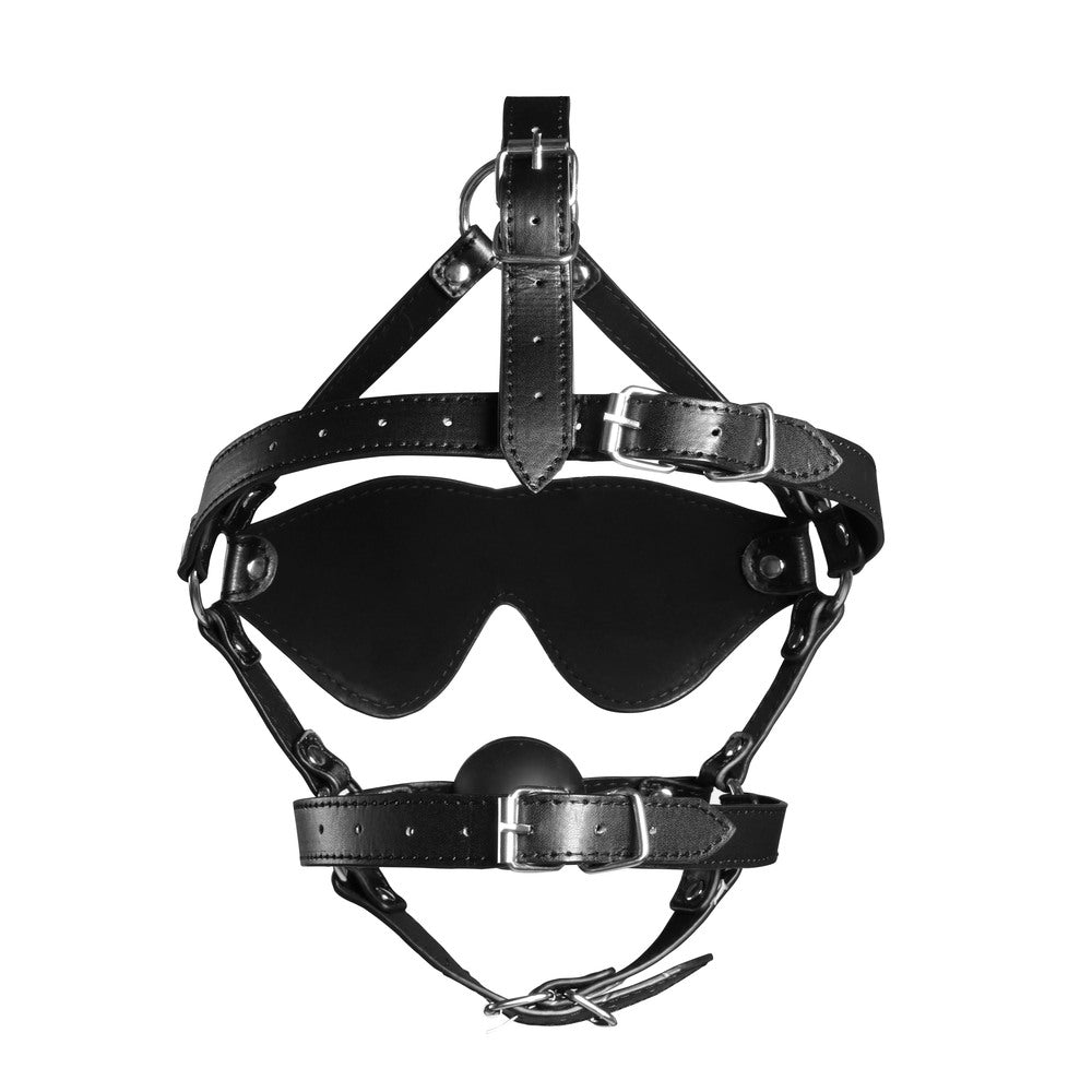 Ouch Xtreme Blindfolded Harness With Solid Ball Gag-1