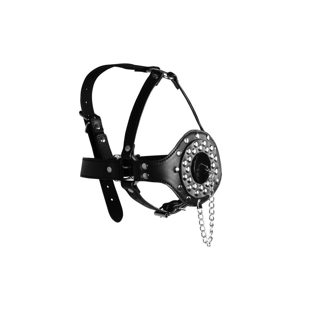 Open Mouth Gag Head Harness with Plug Stopper-1