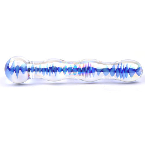 Blue Wavy Glass Dildo-0