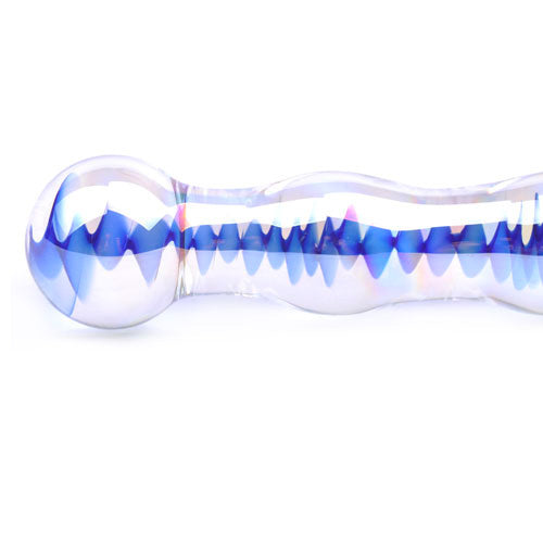 Blue Wavy Glass Dildo-2