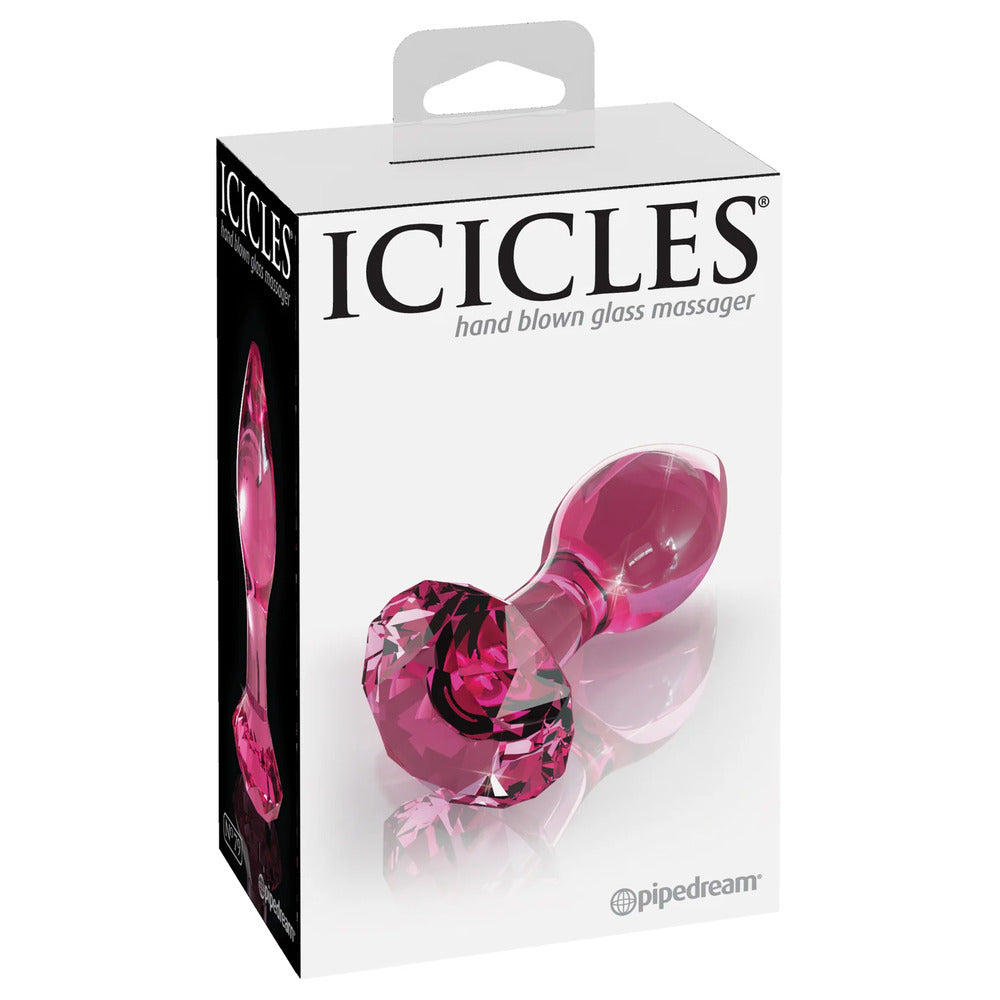 Icicles No.79 Pink Crystal Glass Butt Plug-3