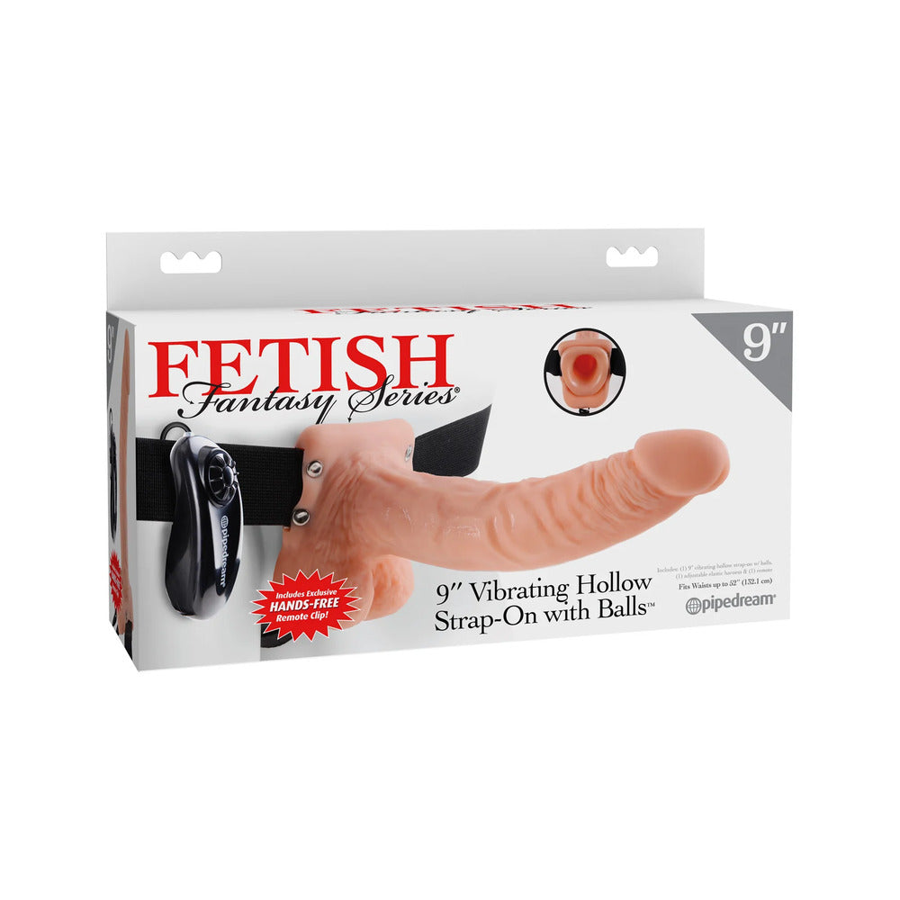 Fetish Fantasy Series 9 Inch Vibrating Hollow Strap On Flesh-3