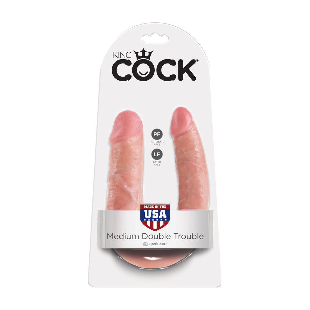 King Cock Medium Double Trouble Flesh Dildo-3