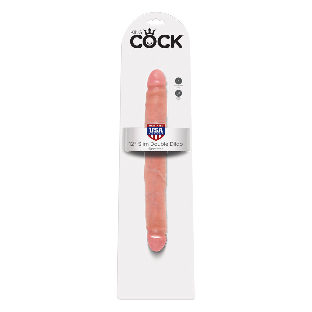 King Cock 12 Inch Slim Double Dildo Flesh-3