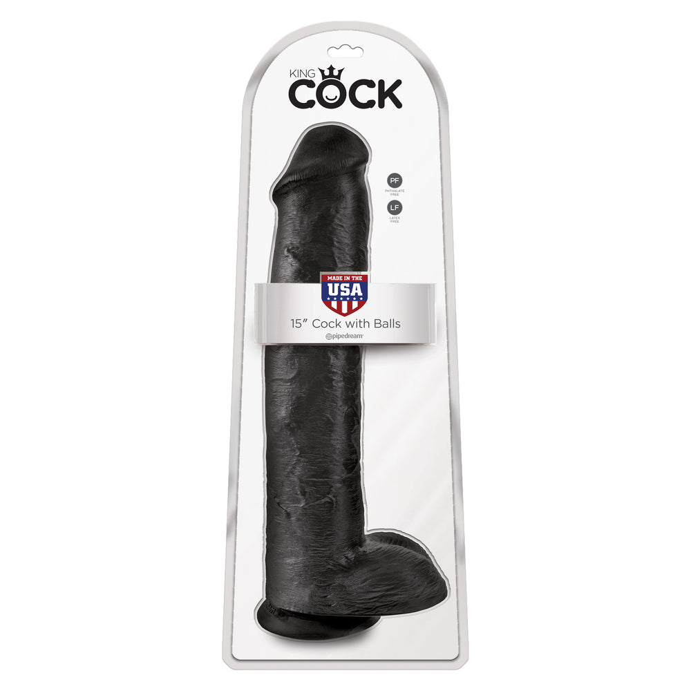 King Cock 15 Inch Cock with Balls Black-3