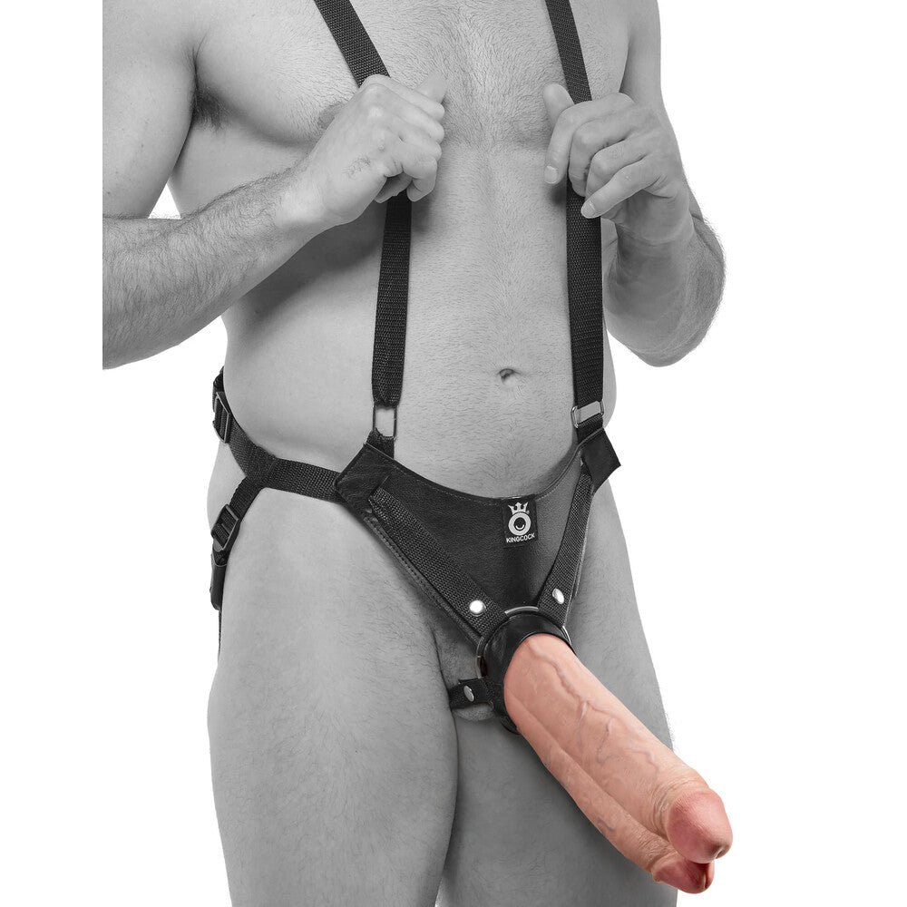 King Cock 11 Inch Flesh Two Cocks One Hole Hollow StrapOn-0