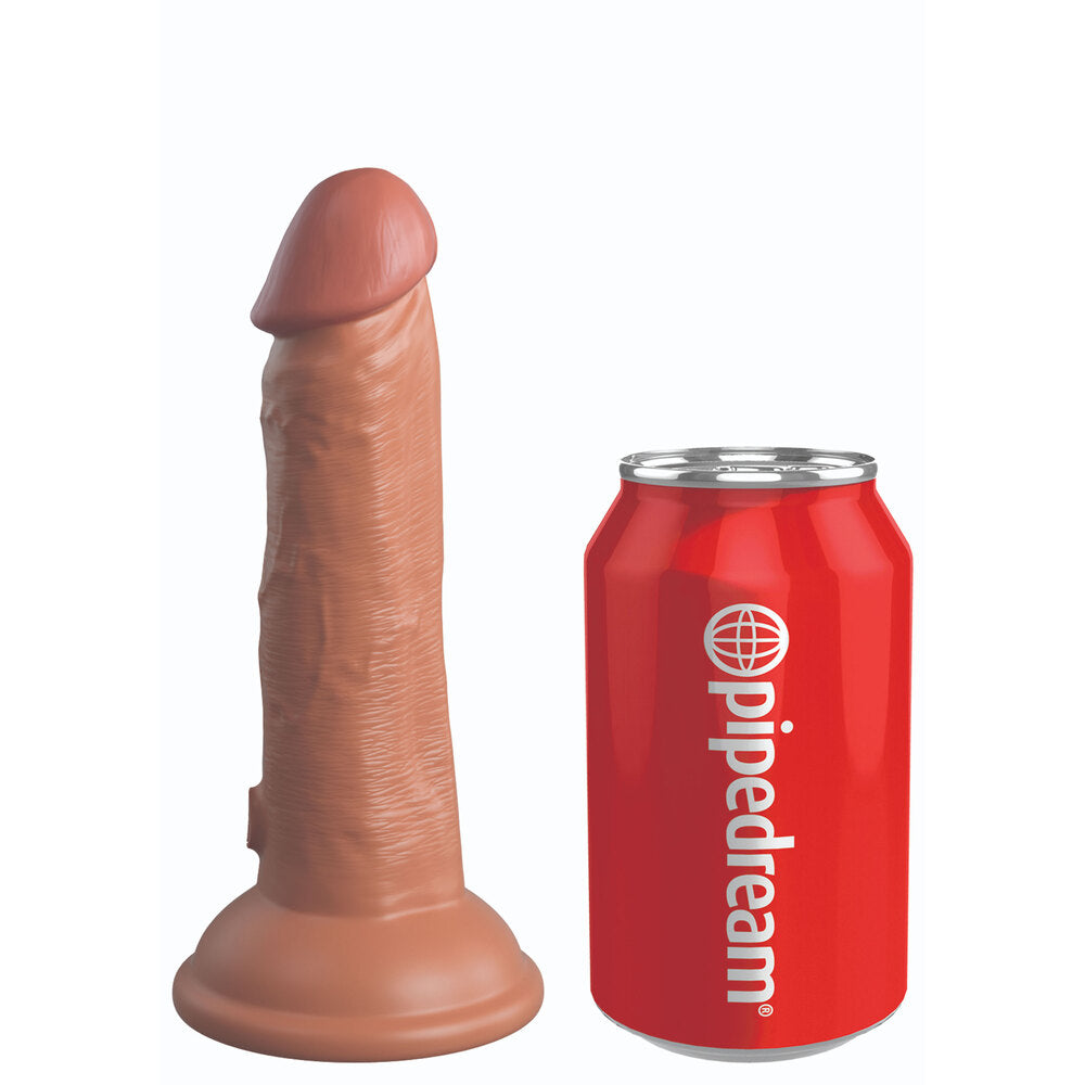 King Cock Elite 6 Inch Dual Density Vibrating Cock Flesh Brown-1