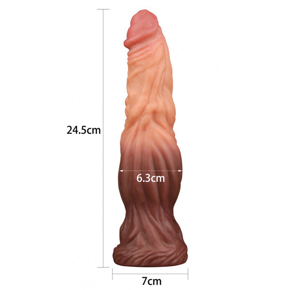 Lovetoy 9.5 Inch Dual Layered Silicone Cock Flesh Brown-1