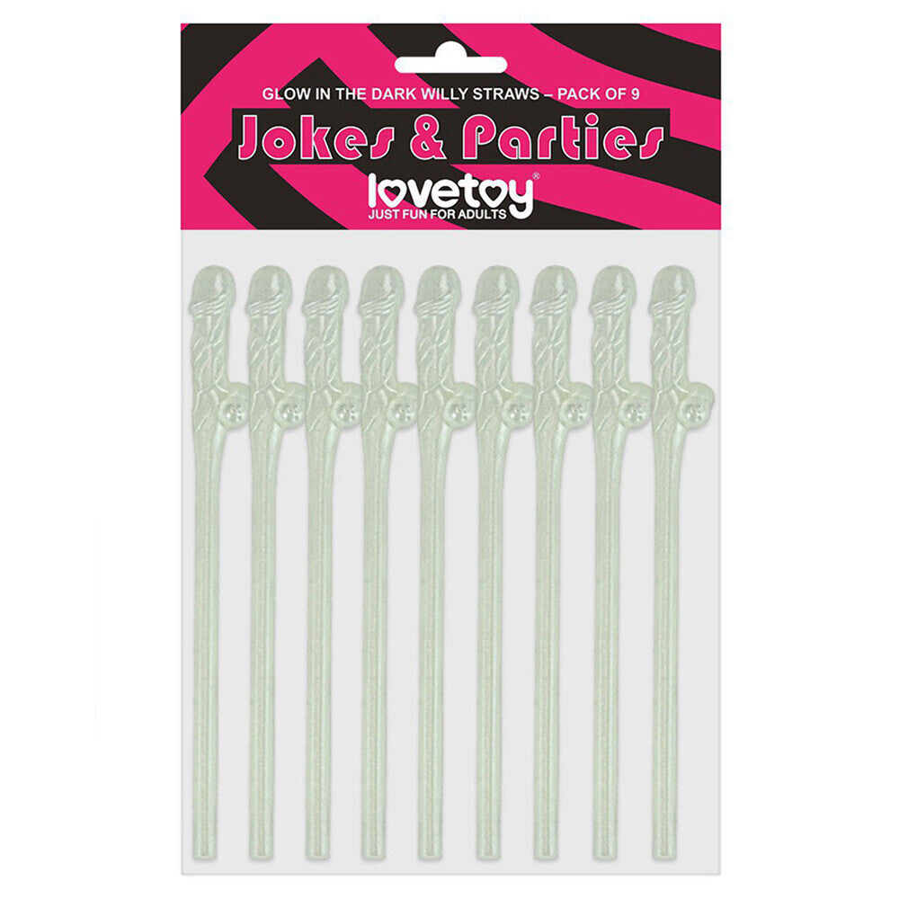 Lovetoy Pack Of 9 Willy Straws Glow In The Dark-0