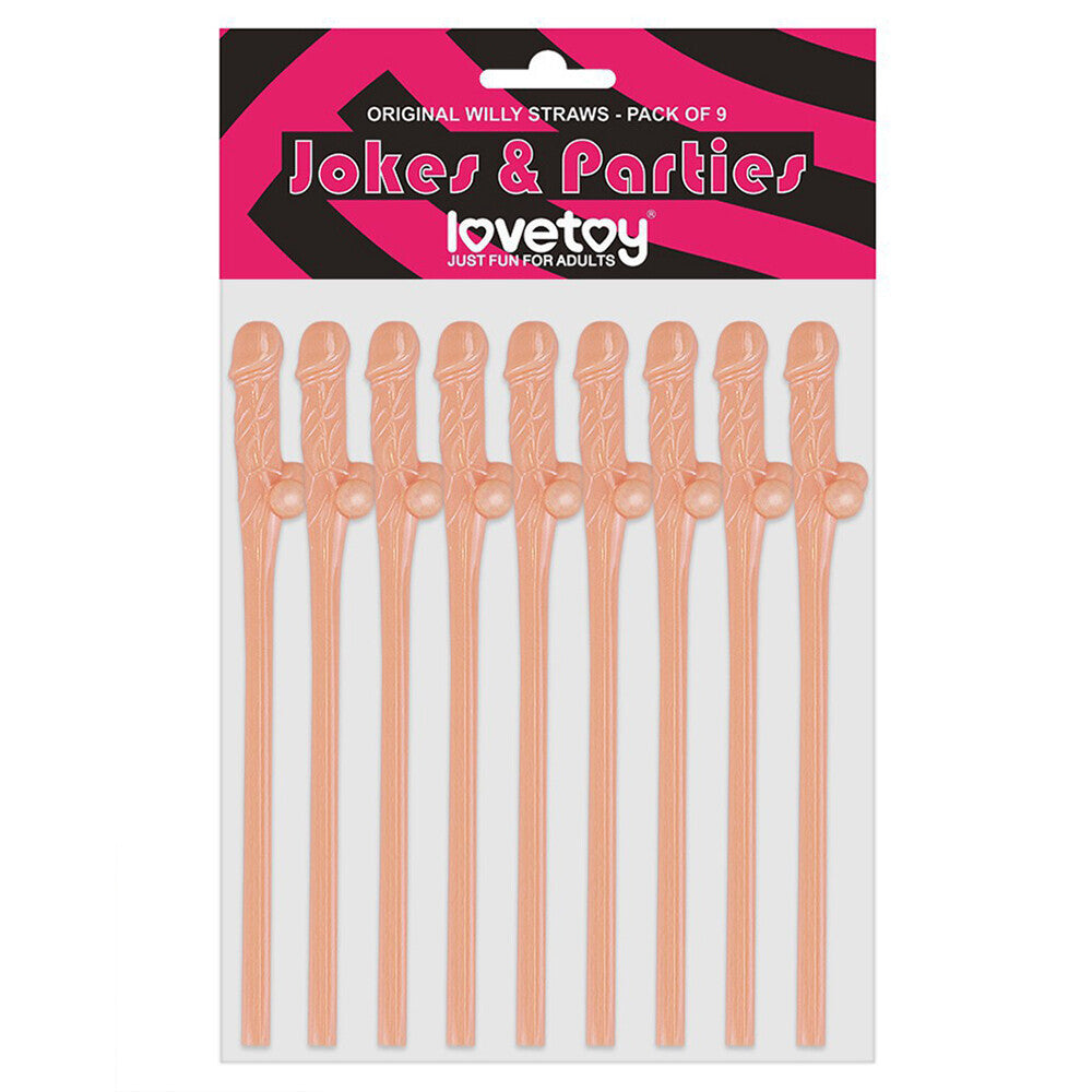 Lovetoy Pack Of 9 Willy Straws Flesh Pink-0