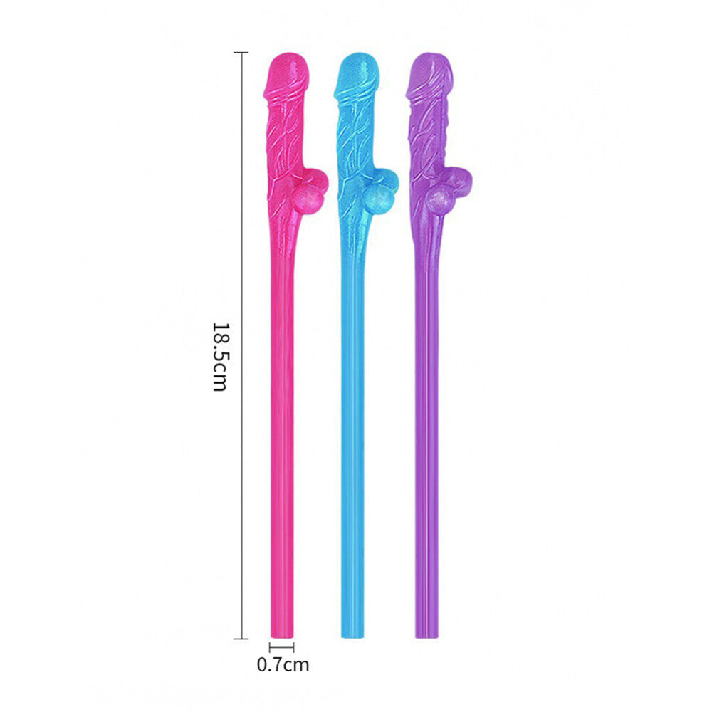 Lovetoy Pack Of 9 Willy Straws Blue Pink And Purple-1