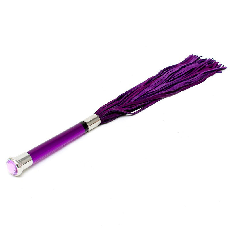 Purple Suede Flogger With Glass Handle And Crystal-2