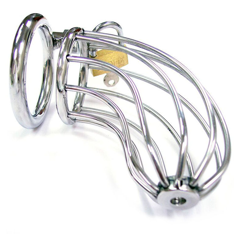 Rouge Stainless Steel Chasity Cock Cage With Padlock-0