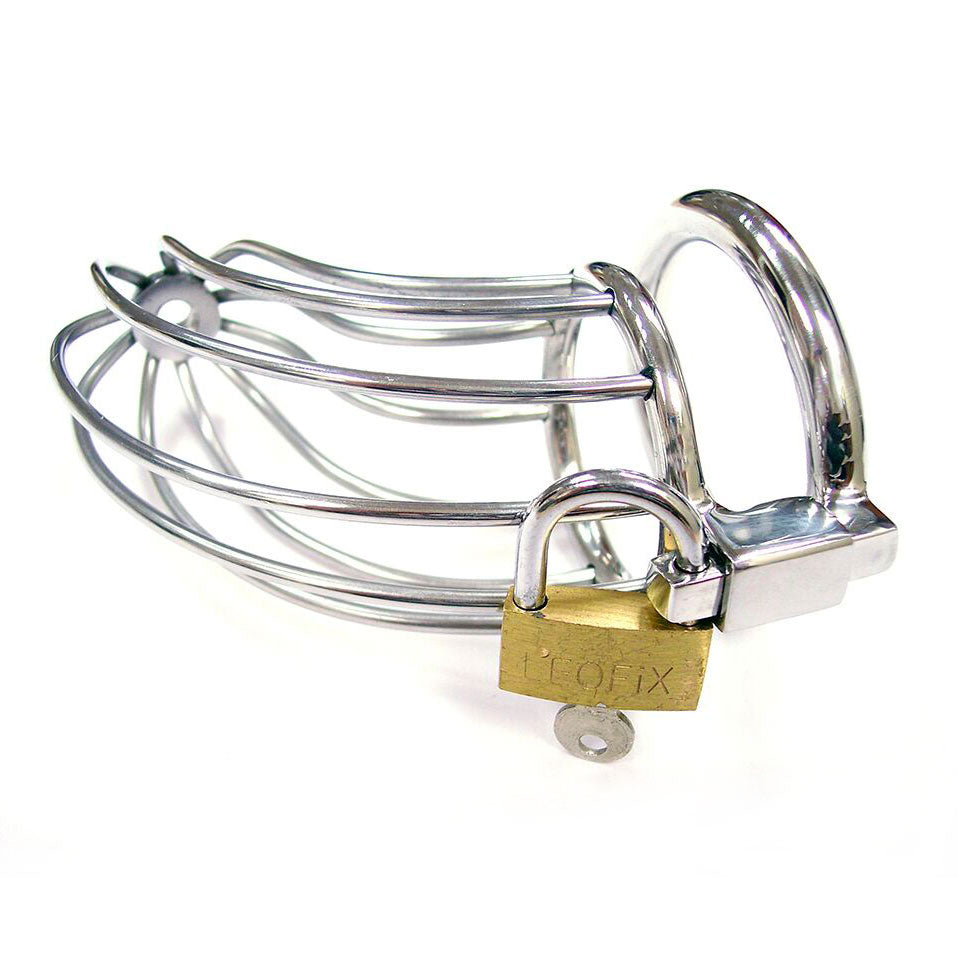 Rouge Stainless Steel Chasity Cock Cage With Padlock-1