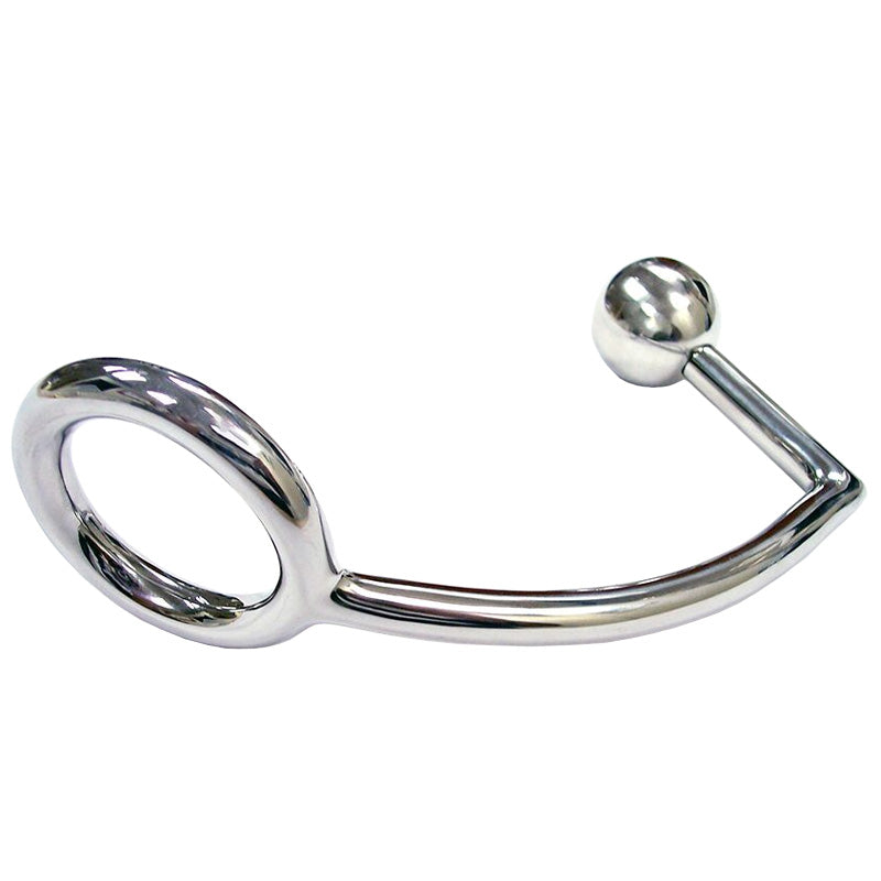 Rouge Stainless Steel Cock Ring With Anal Probe-0