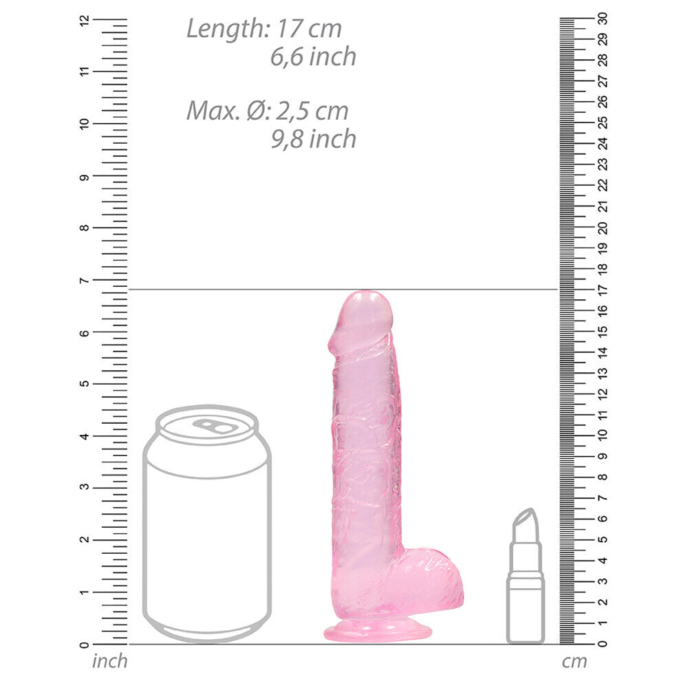 RealRock 6 Inch Pink Realistic Crystal Clear Dildo-3