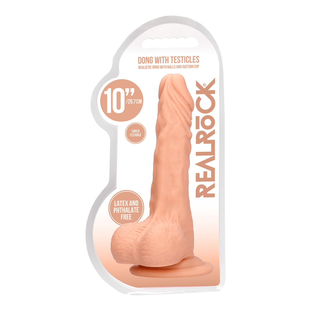 RealRock 10 Inch Dong With Testicles Flesh-3