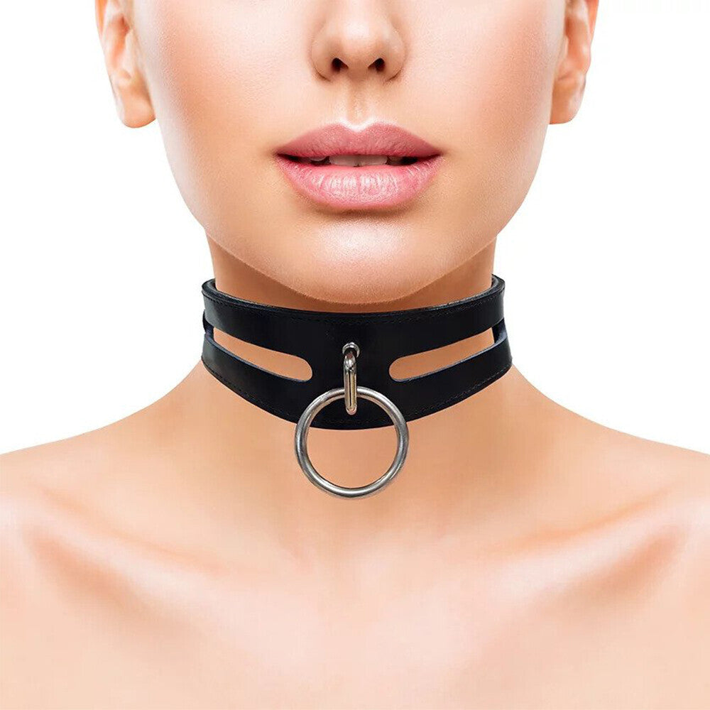 Rouge Garments Leather Fashion Bondage Collar Black-1