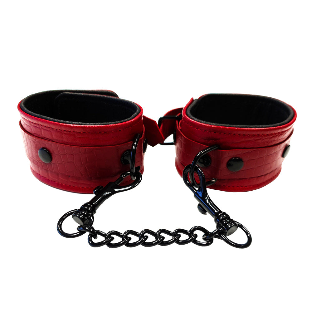 Rouge Garments Leather Croc Print Ankle Cuffs-0