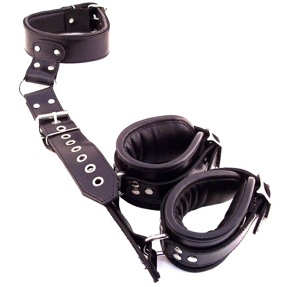 Rouge Garments Black Leather Neck to Wrist Restraints-0