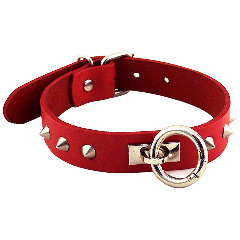 Rouge Garments Red Studded ORing Studded Collar-0