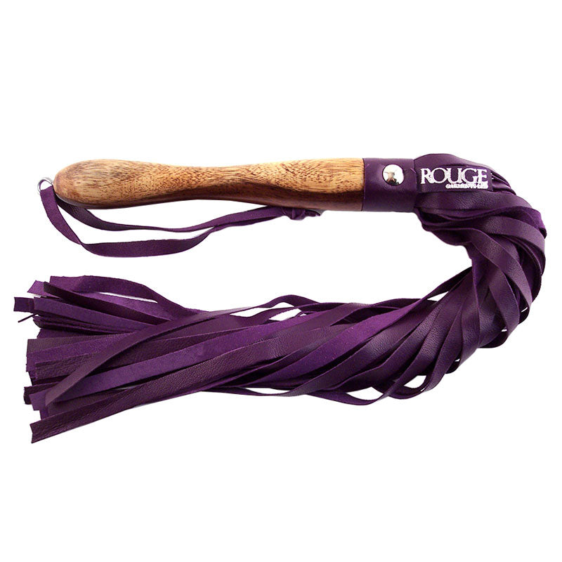 Rouge Garments Wooden Handled Purple Leather Flogger-0