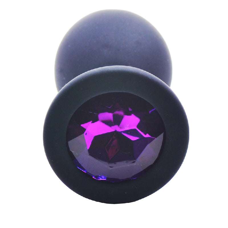 Medium Black Jewelled Silicone Butt Plug-2