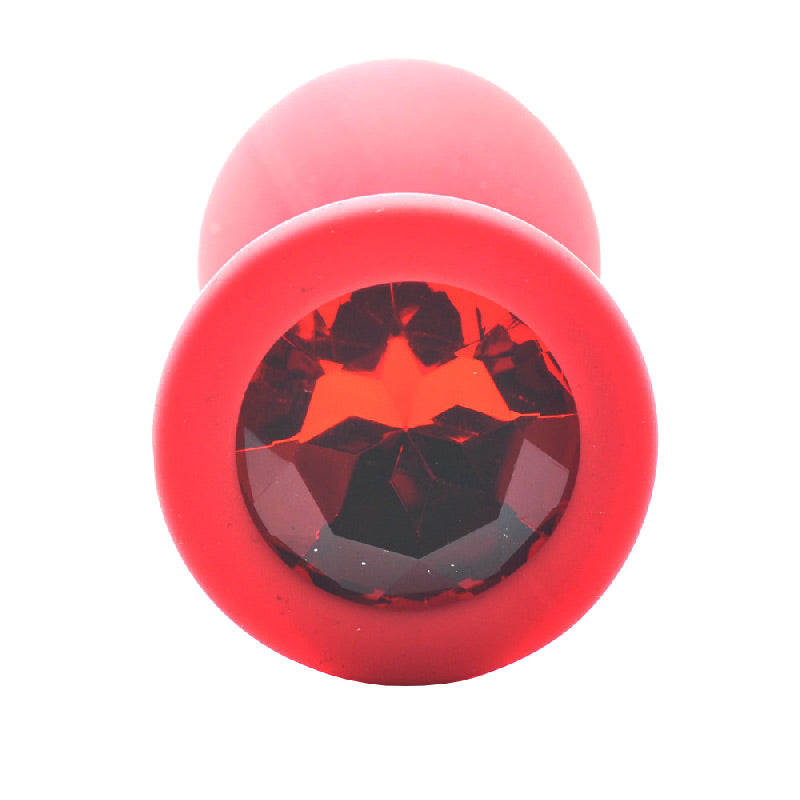 Small Red Jewelled Silicone Butt Plug-2