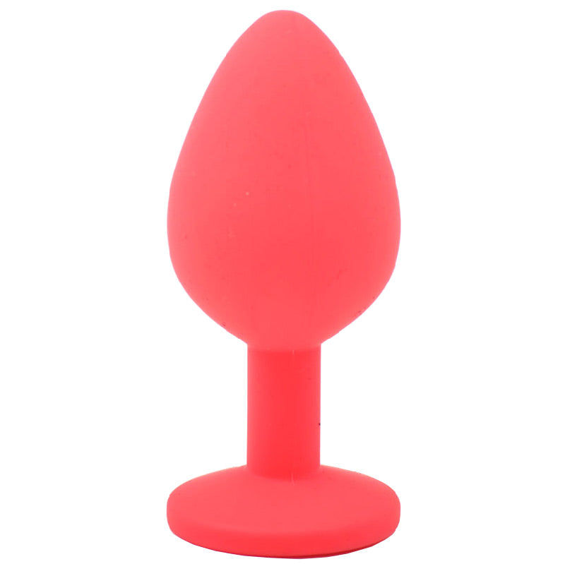 Medium Red Jewelled Silicone Butt Plug-1