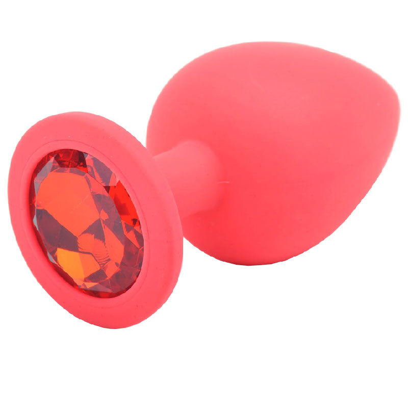 Large Red Jewelled Silicone Butt Plug-0