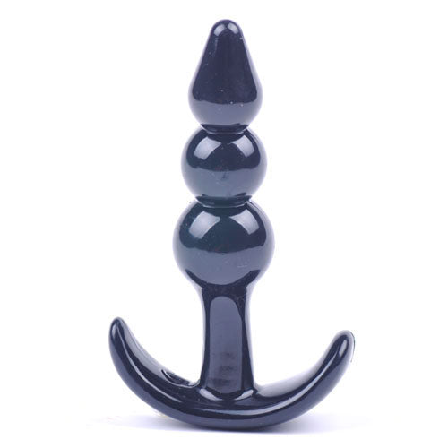 Small Black Beaded Anal Plug-0