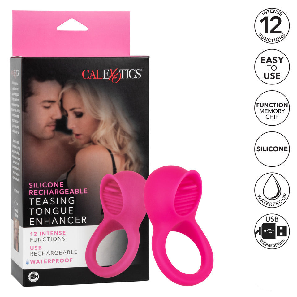 Rechargeable Teasing Tongue Enhancer Cock Ring-3