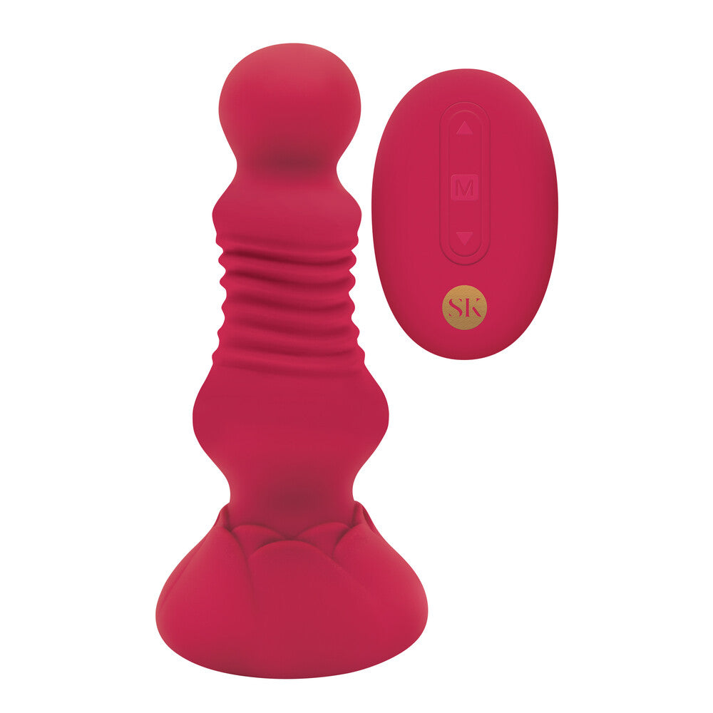 Secret Kisses Remote Thrusting Rosebud Butt Plug-0