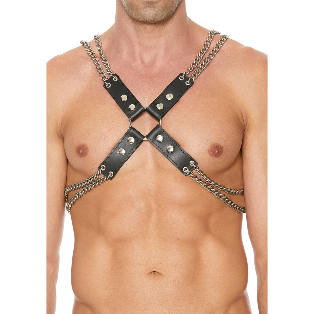 Heavy Duty Leather And Chain Body Harness-1