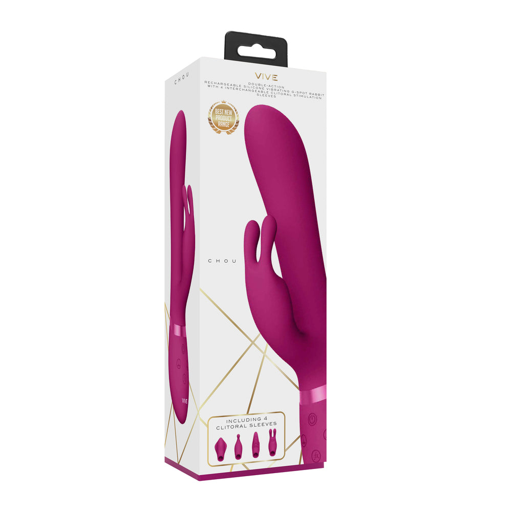 Vive Chou Double Action Interchangeable Rabbit Vibrator Pink-3