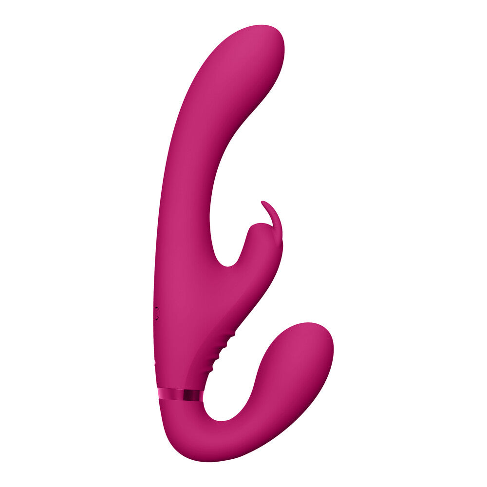 Vive Suki Triple Action Strapless Strap On Vibrator Pink-0