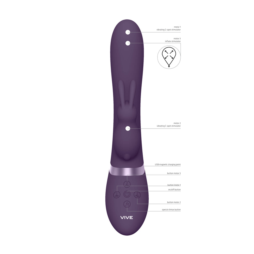 Vive Taka Triple Action Automatic Inflatable Vibrator Purple-1