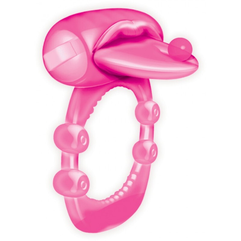 Pierced Tongue Vibrating Silicone Cock Ring-0