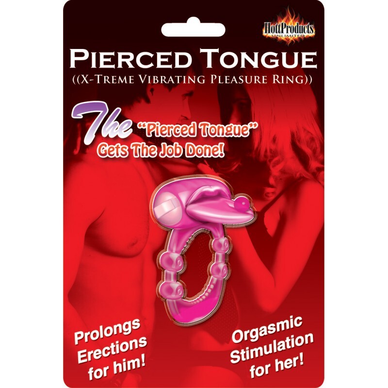 Pierced Tongue Vibrating Silicone Cock Ring-1