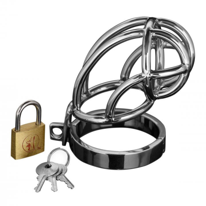Master Series Captus Stainless Steel Locking Chastity Cage-0