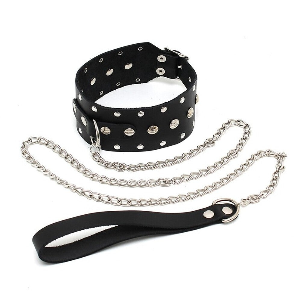 Leather Collar And Chain-0