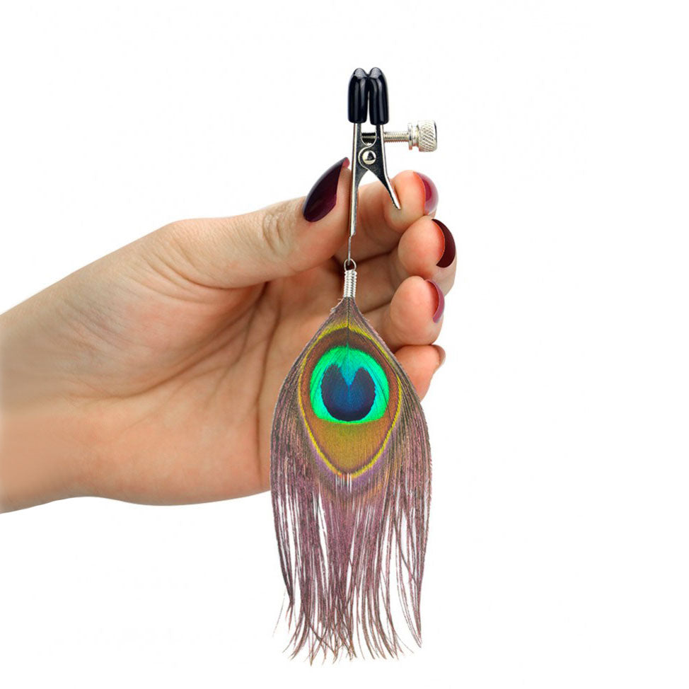 Nipple Clamps With Peacock Feather Trim-1