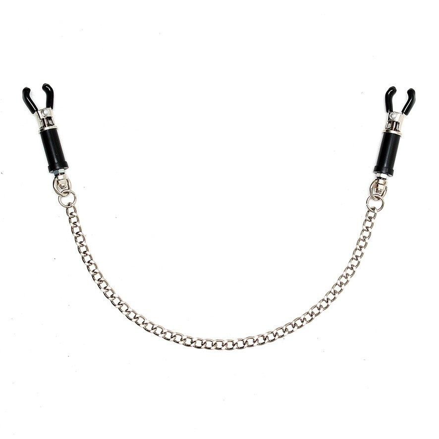 Silver Nipple Clamps With Chain-0